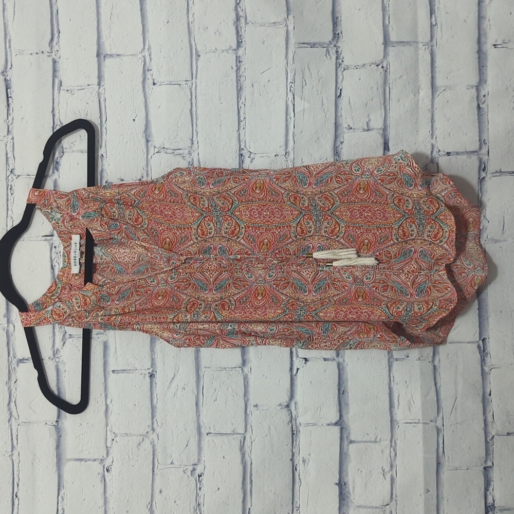 Rose & Olive Tank Top Blouse Orange Green Women's Size Small